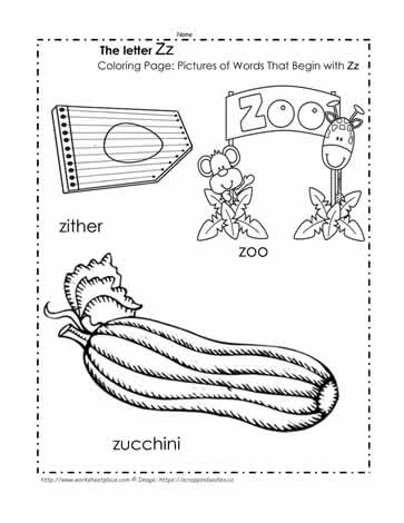 The Letter Z Coloring Pictures
